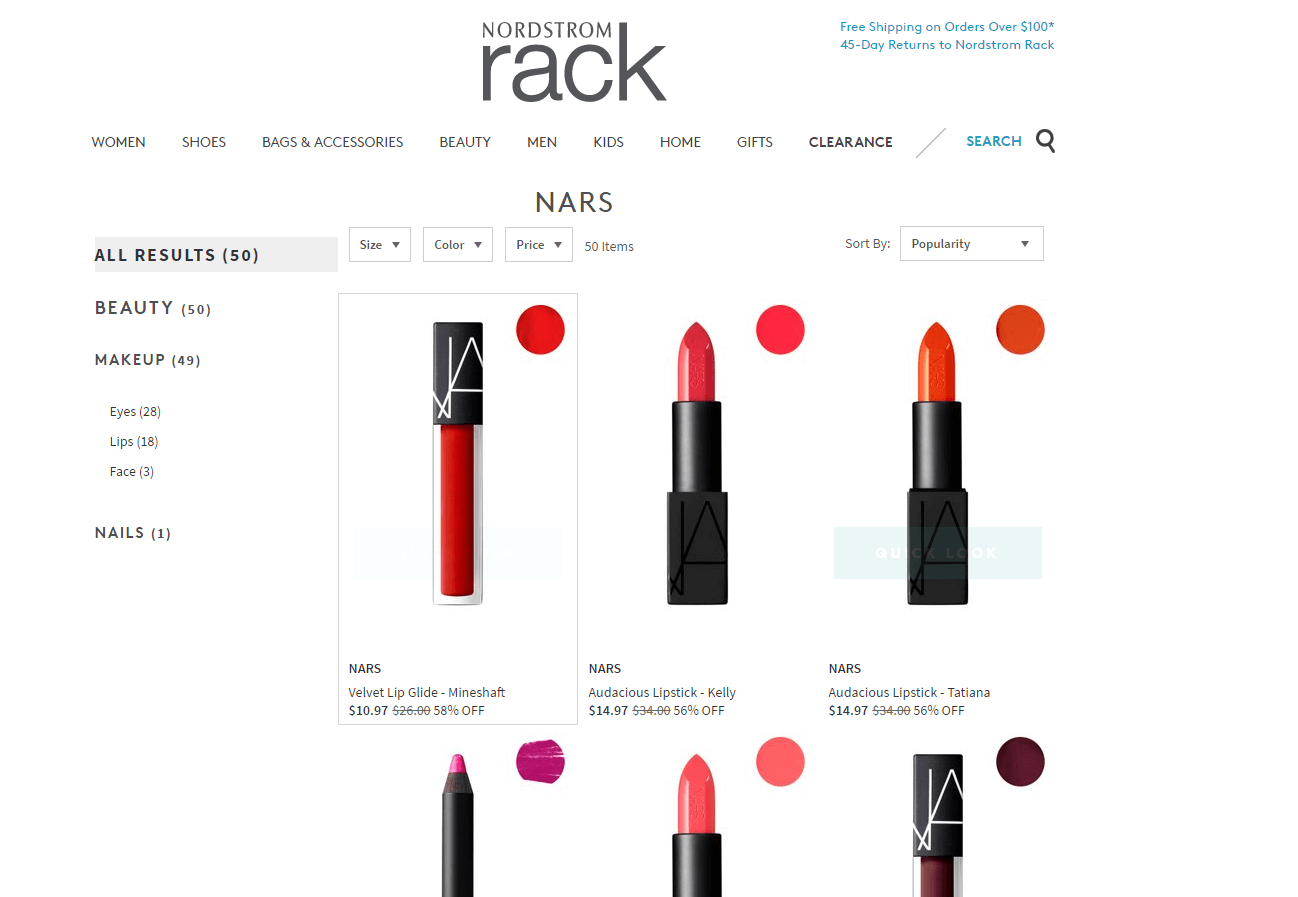 Nordstrom Rack优惠码2024 NARS精选彩妆热卖低至3.3折 $7.97起 收唇膏 双色眼影